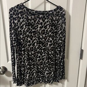 Mario Serrani Black and White Animal Print Blouse